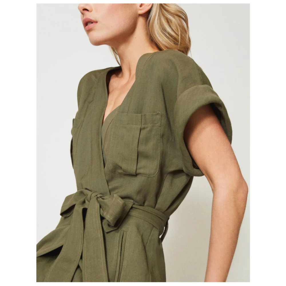 Twinset Wikkeljurk met Korte Kimono Mouwen Green Dames