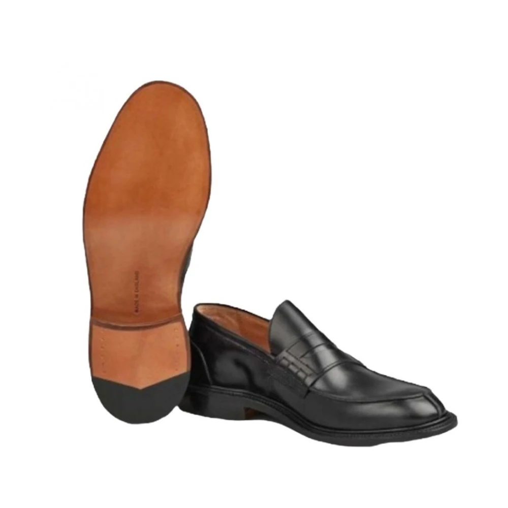 Tricker's Klassieke Penny Loafers in Zwart Leer Black Heren