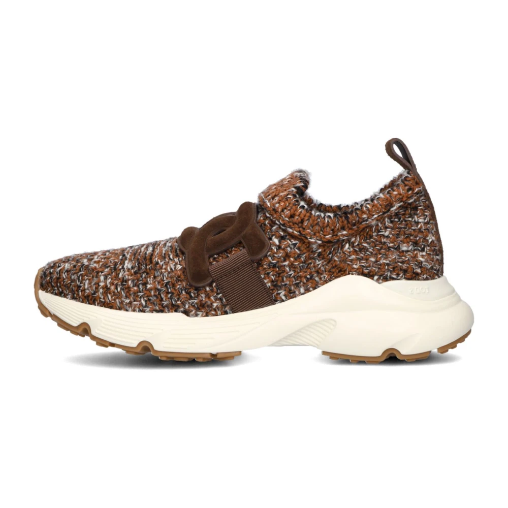 Tod's Donna Marrone Sneakers In Maglia
