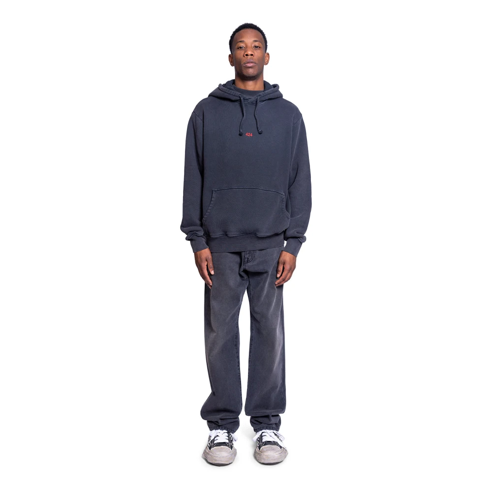424 Zwarte Alias Hoodie met Trekkoord Capuchon Black Heren