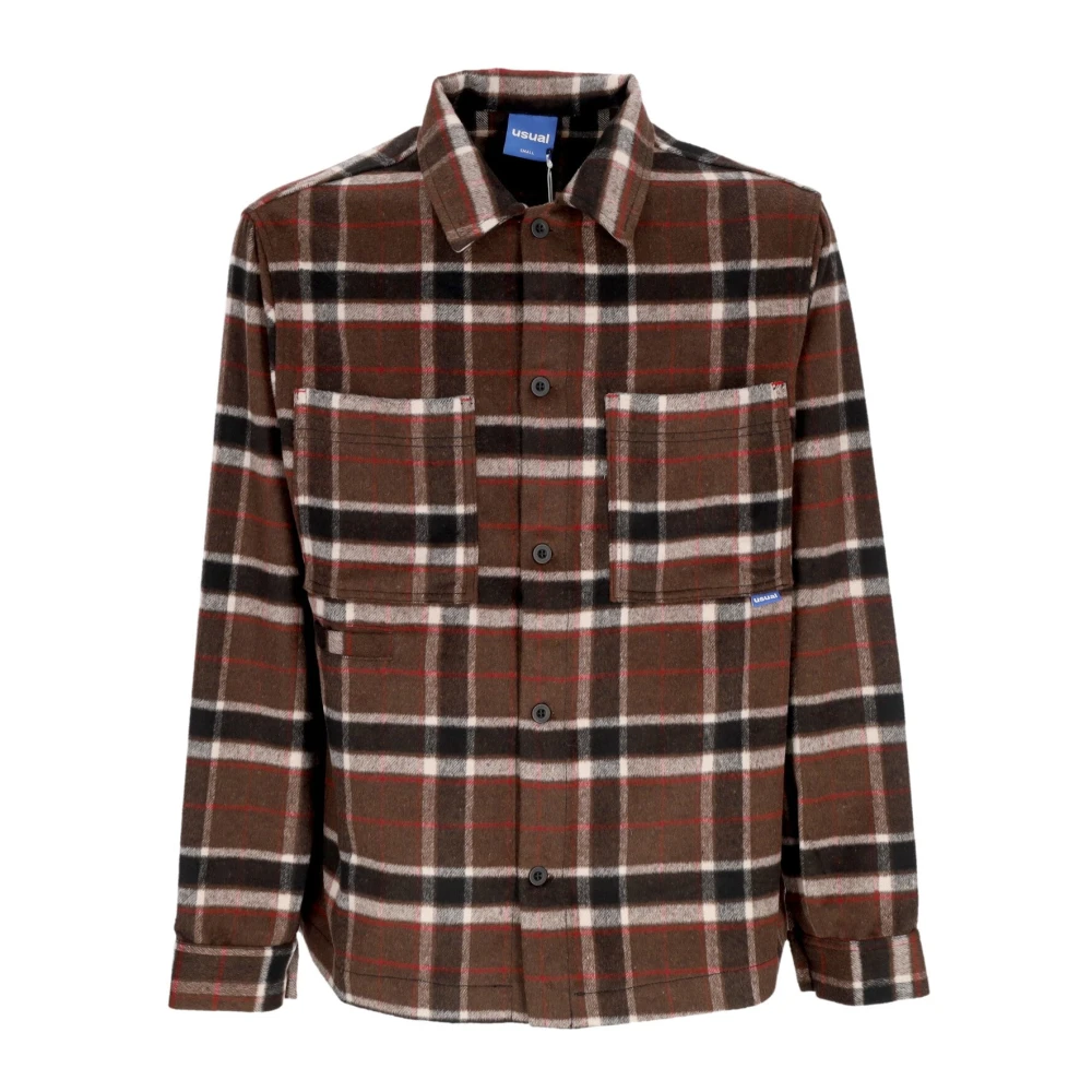 Usual Bruine Wol Lange Mouw Knoopshirt Brown Heren