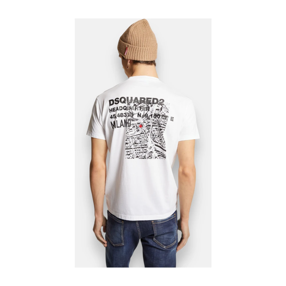 Dsquared2 Milan Print Katoenen T-shirt White Heren