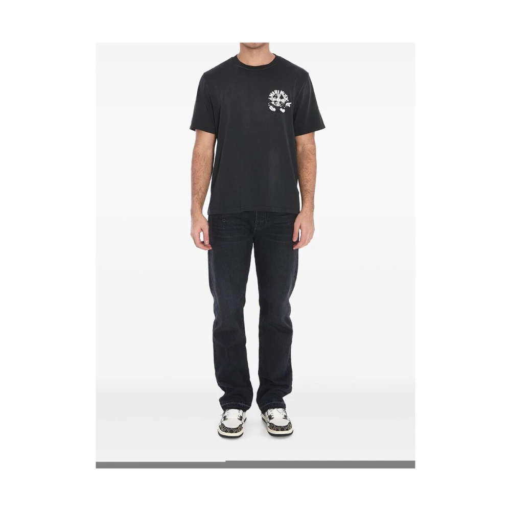 Amiri Zwart Logo Print Ronde Hals T-shirt Black Heren