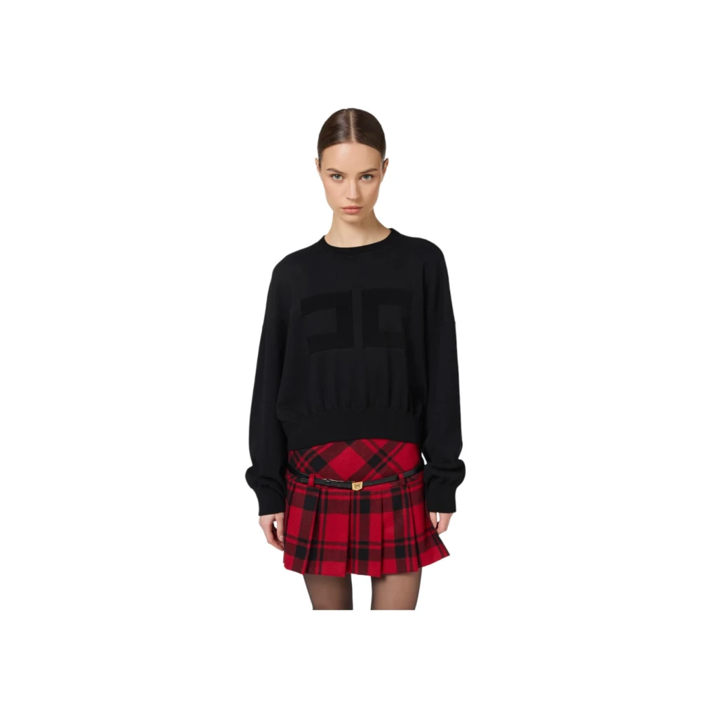 Elisabetta Franchi Stijlvolle Sweatshirt voor Vrouwen Black Dames