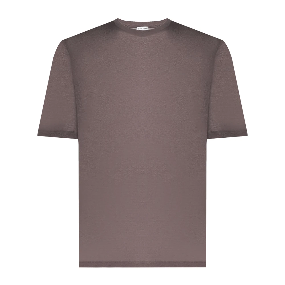 Saint Laurent Taupe Crew Neck Katoenen T-shirt Beige Heren