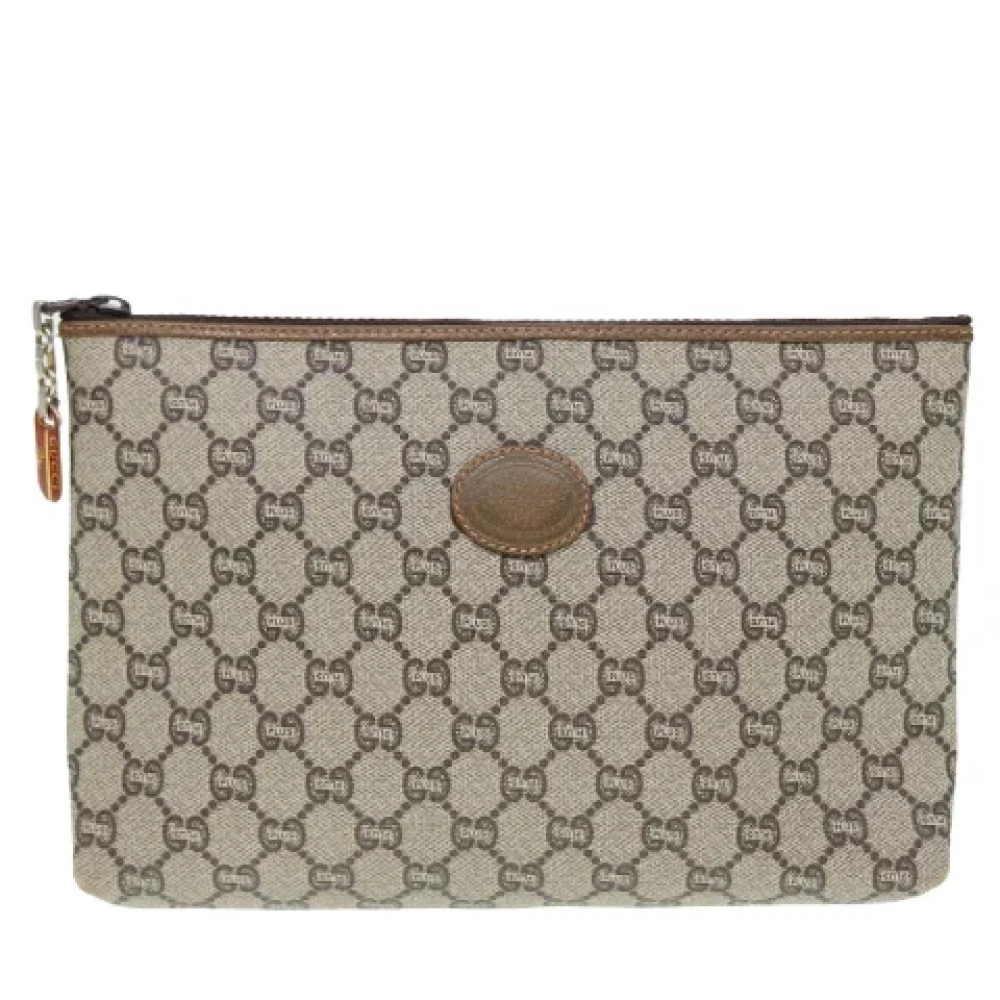 Gucci Vintage Pre-owned Canvas clutches Beige Dames