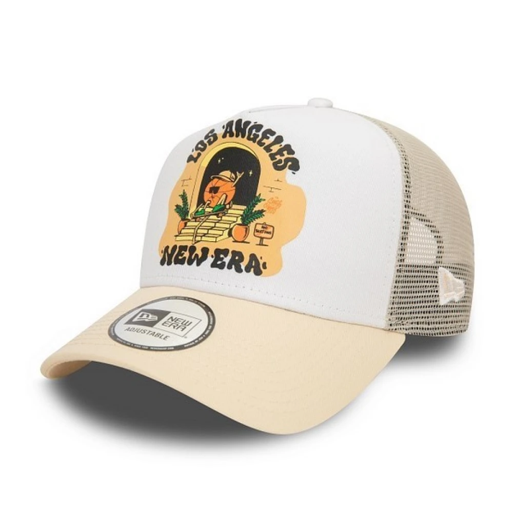 new era Beige Los Angeles Grafische Print Trucker Hoed Multicolor Heren