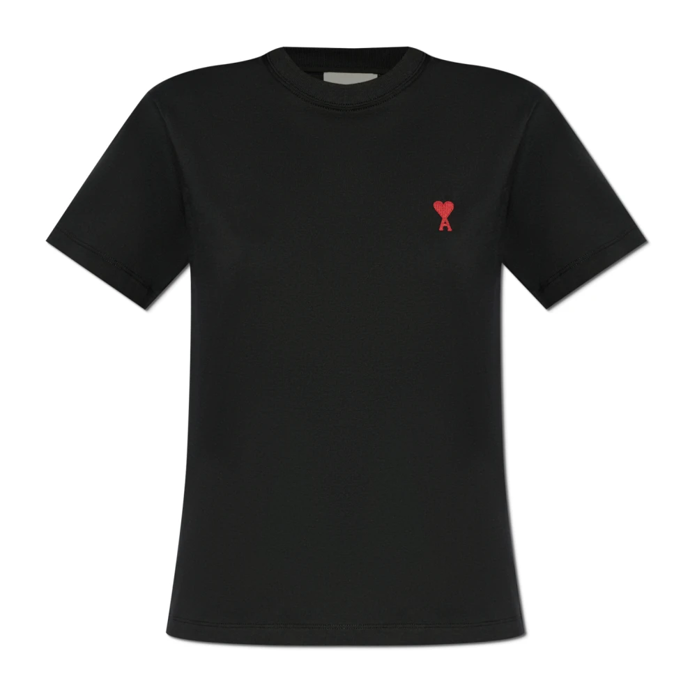 Ami Paris Klassiek Rood Logo T-Shirt Black