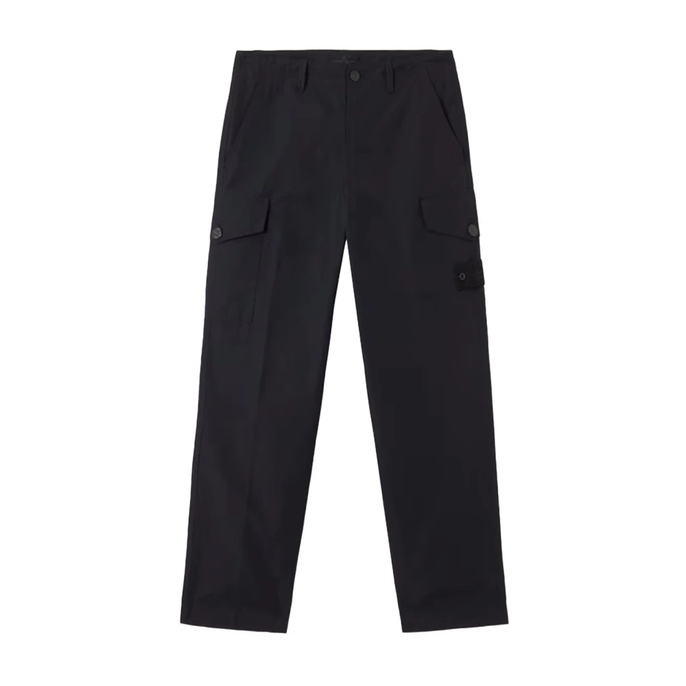 Stone Island Blauwe Cargo Broek Waterdicht Katoenen Canvas Blue Heren