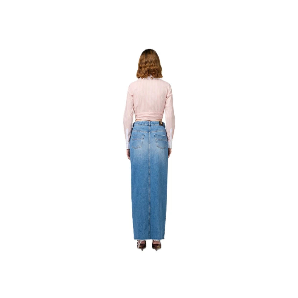 Elisabetta Franchi Katoenen Mini Jurk Blue Dames