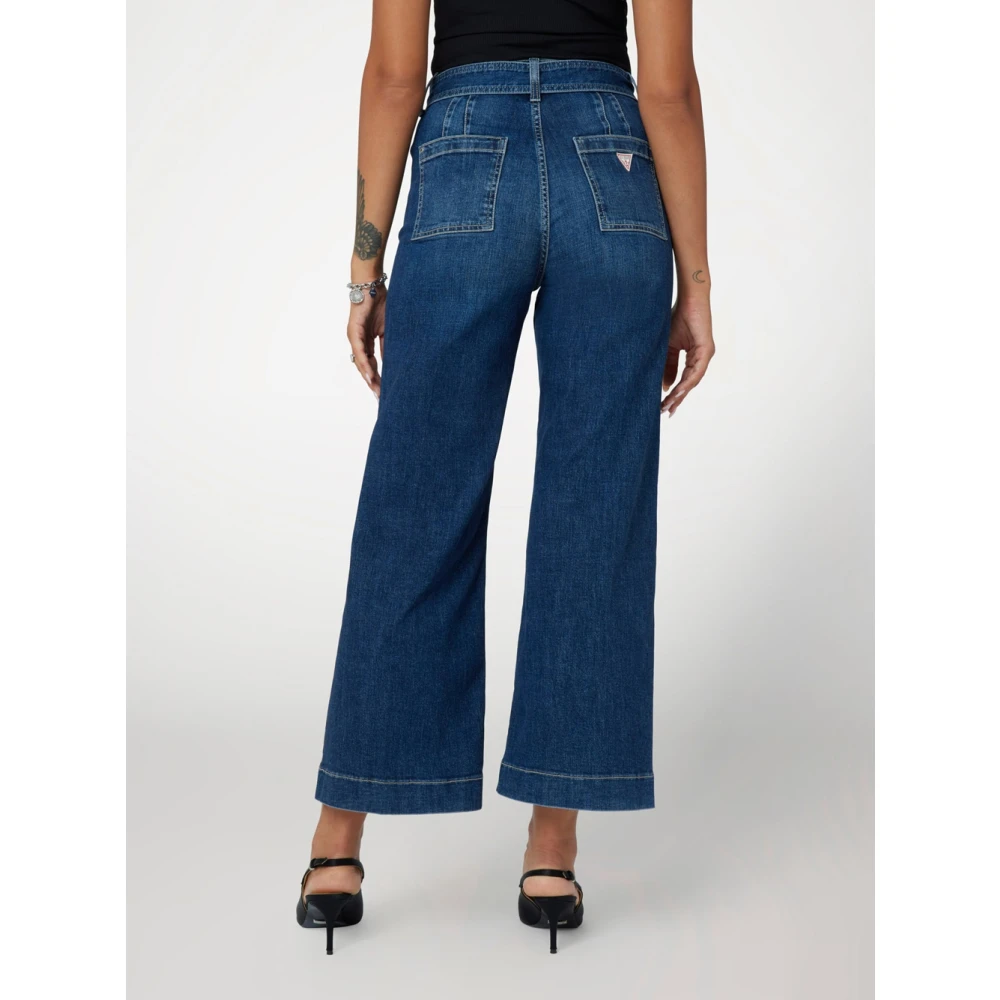Guess Wide Cut Cropped Jeans Blue Dames