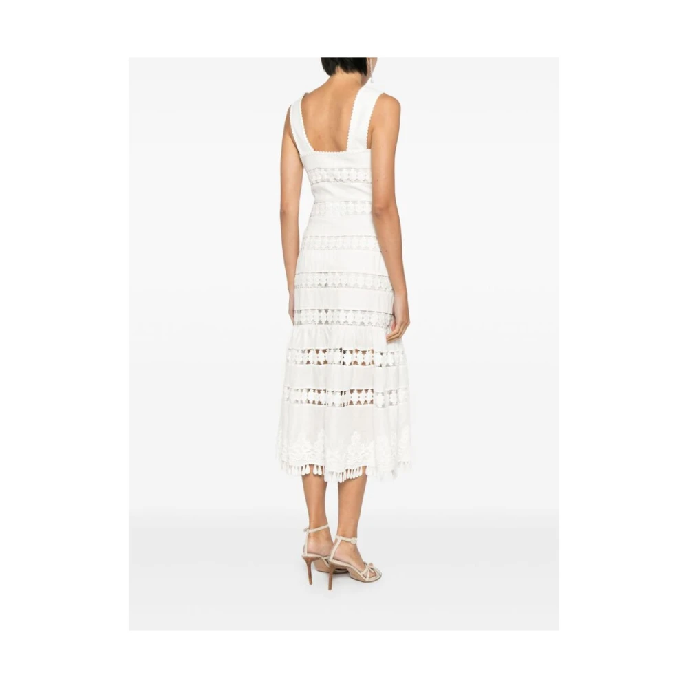 Zimmermann Witte Mouwloze Uitlopende Jurk White Dames
