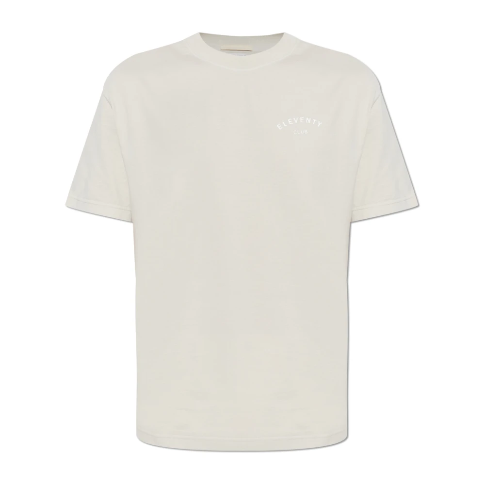 Eleventy Mannelijk Grijs Tops Heren, 2XL, Katoen, T-Shirt Met Logo-Opdruk
