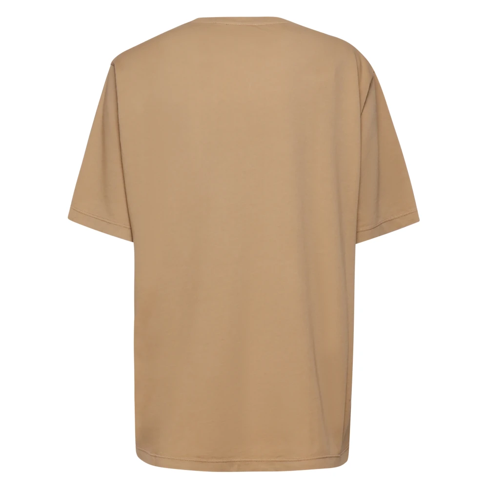 pinko Bruine Katoenen T-shirt met Ronde Kraag Brown Dames