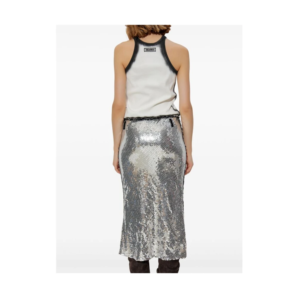 The Attico Witte Pailletten Versierde Mouwloze Jurk Gray Dames