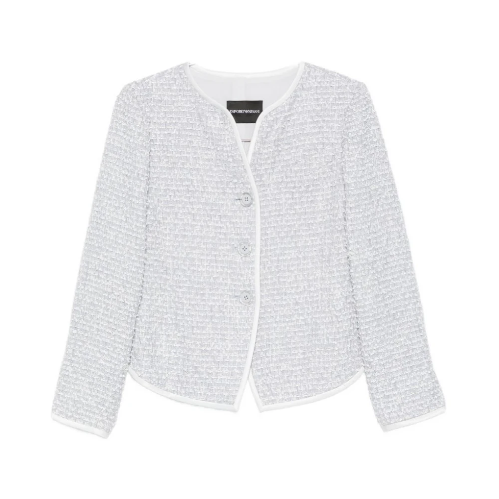 Emporio Armani Mujer Gris - Cárdigan Texturizado De Cuello Redondo - Knitwear - Xl
