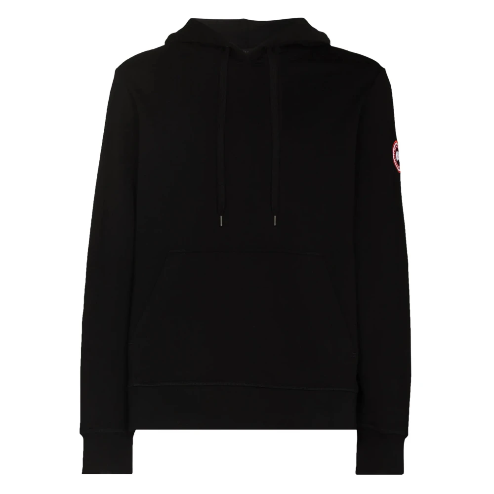 Canada Goose Zwarte Logo-Patch Hoodie Black Heren