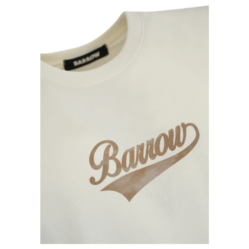 Barrow Teddy Logo Print Katoenen T-shirt Beige Heren