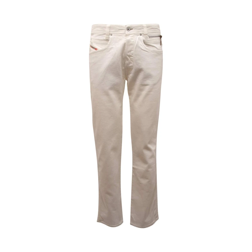 Diesel Men's White Straight Trousers, W33, Paddom Stretch