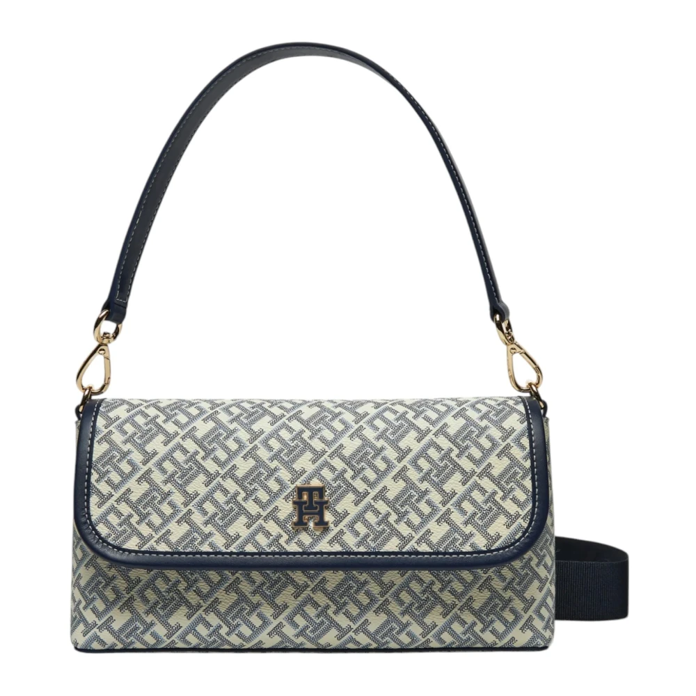 Tommy Hilfiger Blauwe Bedrukte Handtas met Schouderband Blue Dames
