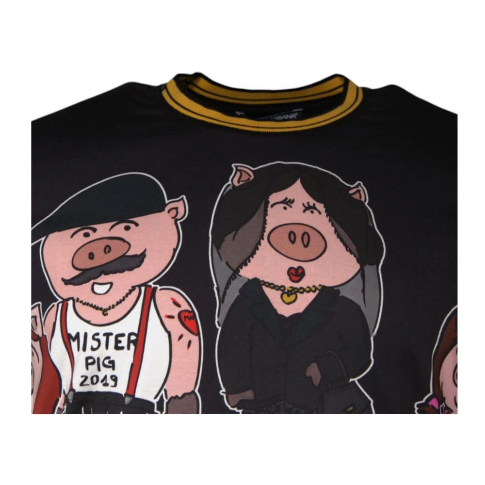 Dolce & Gabbana Zwarte Katoenen Crew Neck T-shirt Black Heren