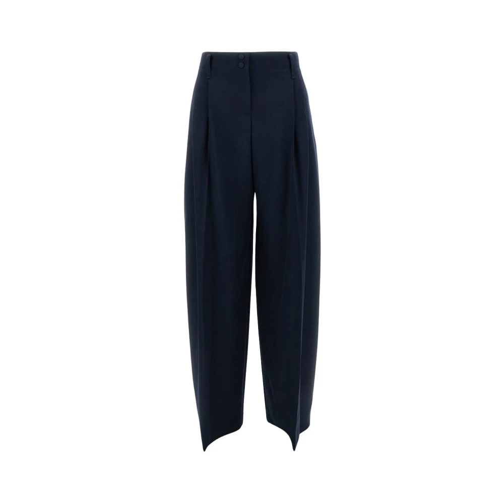 Alexander Mcqueen Women's Blue Wide-Leg Tailored Trousers - Wide Trousers - L - Trousers