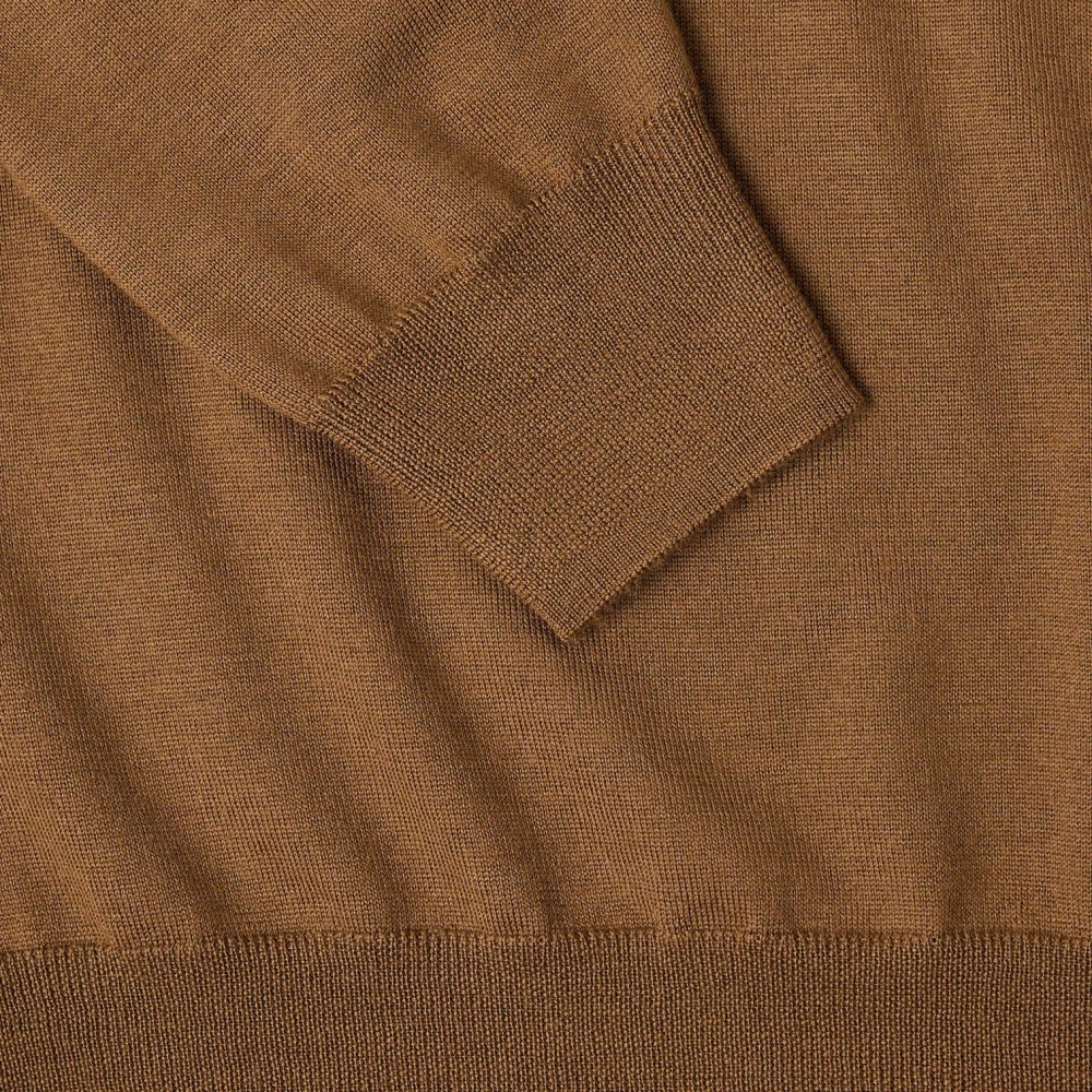Paolo Pecora Luxe Bruine Wollen Polo Shirt Brown Heren