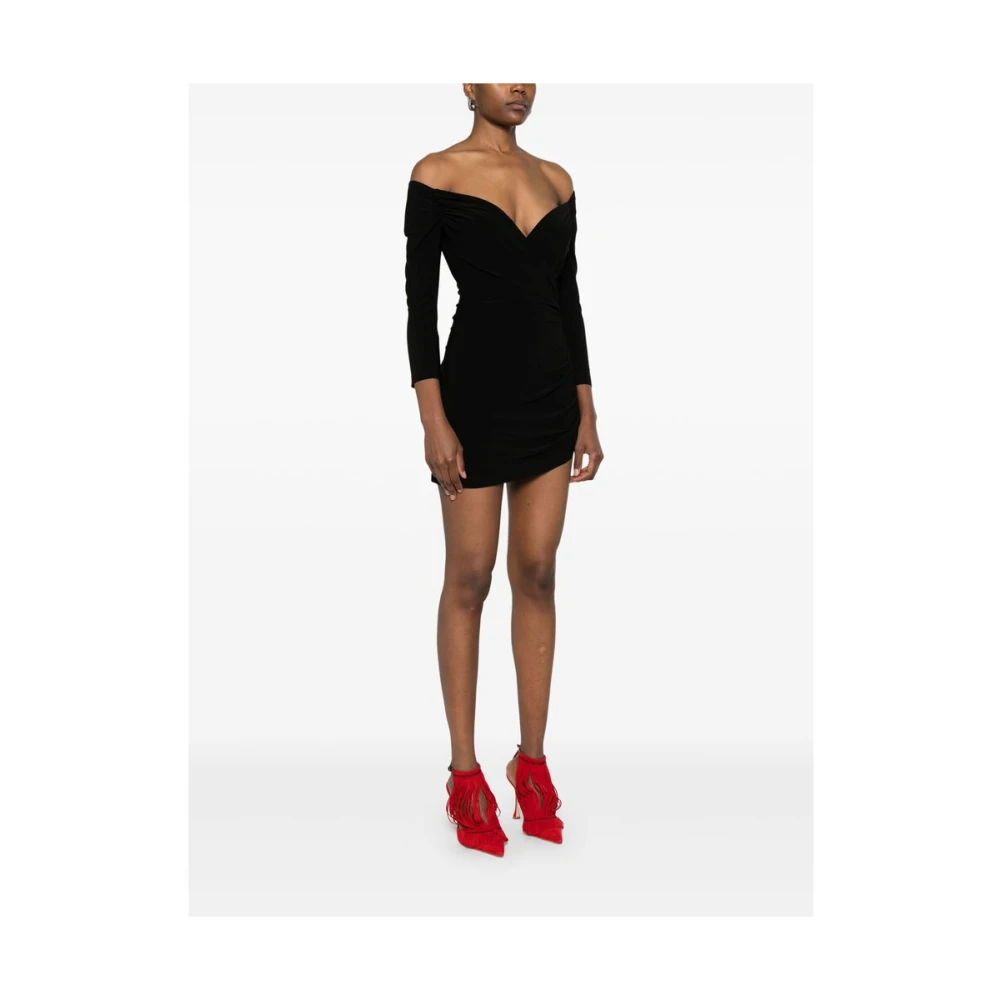 Norma Kamali Zwarte Gedrapeerde Off-Shoulder Jurk Black Dames