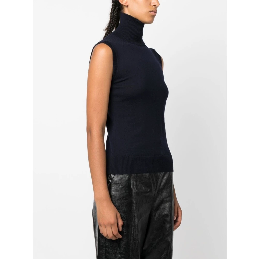 SPORTMAX Midnight Blue Roll-Neck Vest Blue Dames