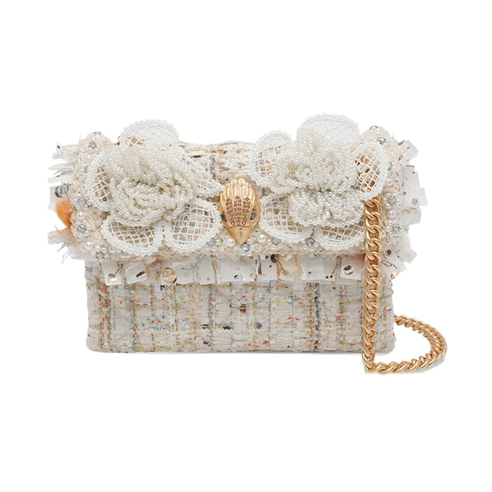 Kurt Geiger Women's White Shoulder Bags, One Size, Tweed Mini Kensington