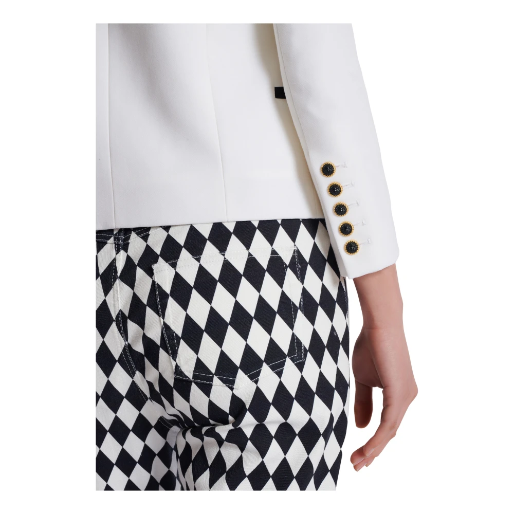 Balmain Tweekleurig edge-to-edge jasje met 6 knopen White Dames