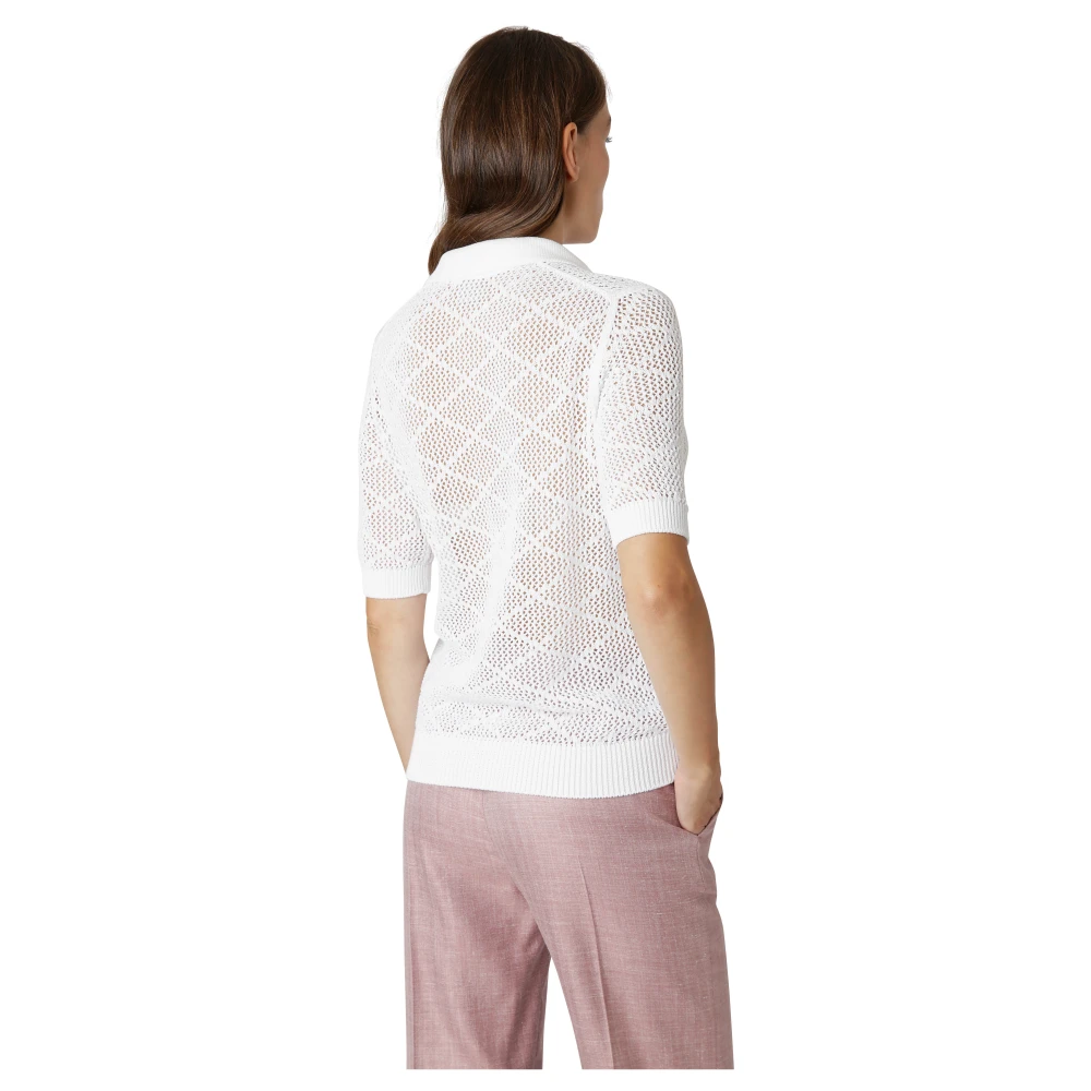 Eleventy Katoenen Gebreid Poloshirt White Dames