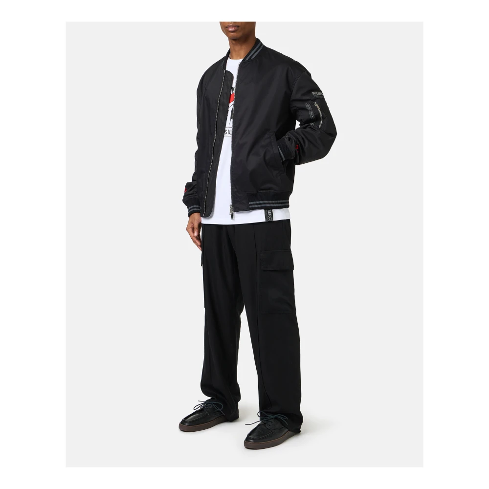 Iceberg Zwarte regular fit jas in gabardine met contrasterende mouwen Black Heren