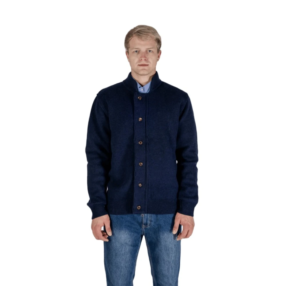 Aquascutum Wolmix Ritsvest Blue Heren