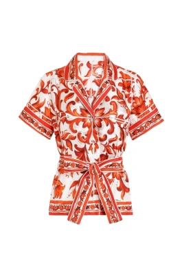 Majolica Print Kortärmad Topp
