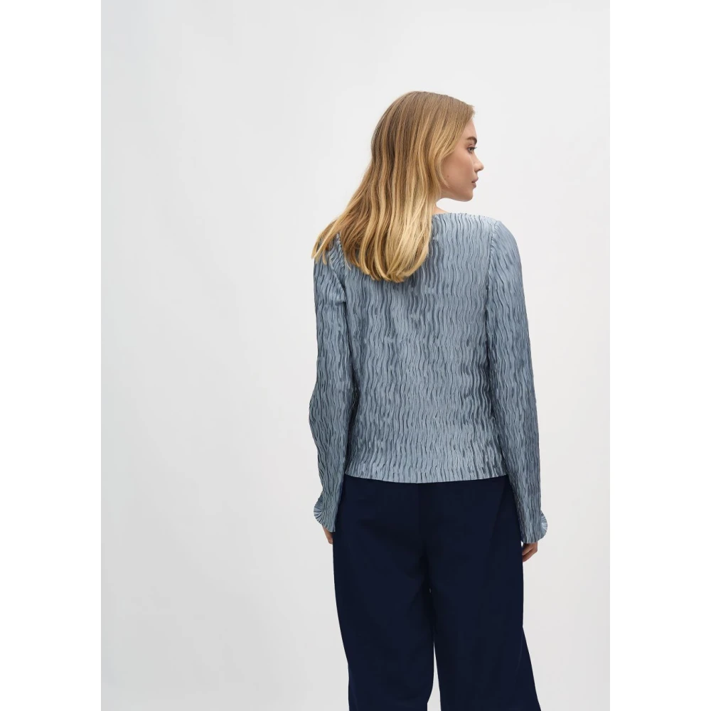 MbyM Gestructureerde Blauwe Blouse Azuria Blue Dames