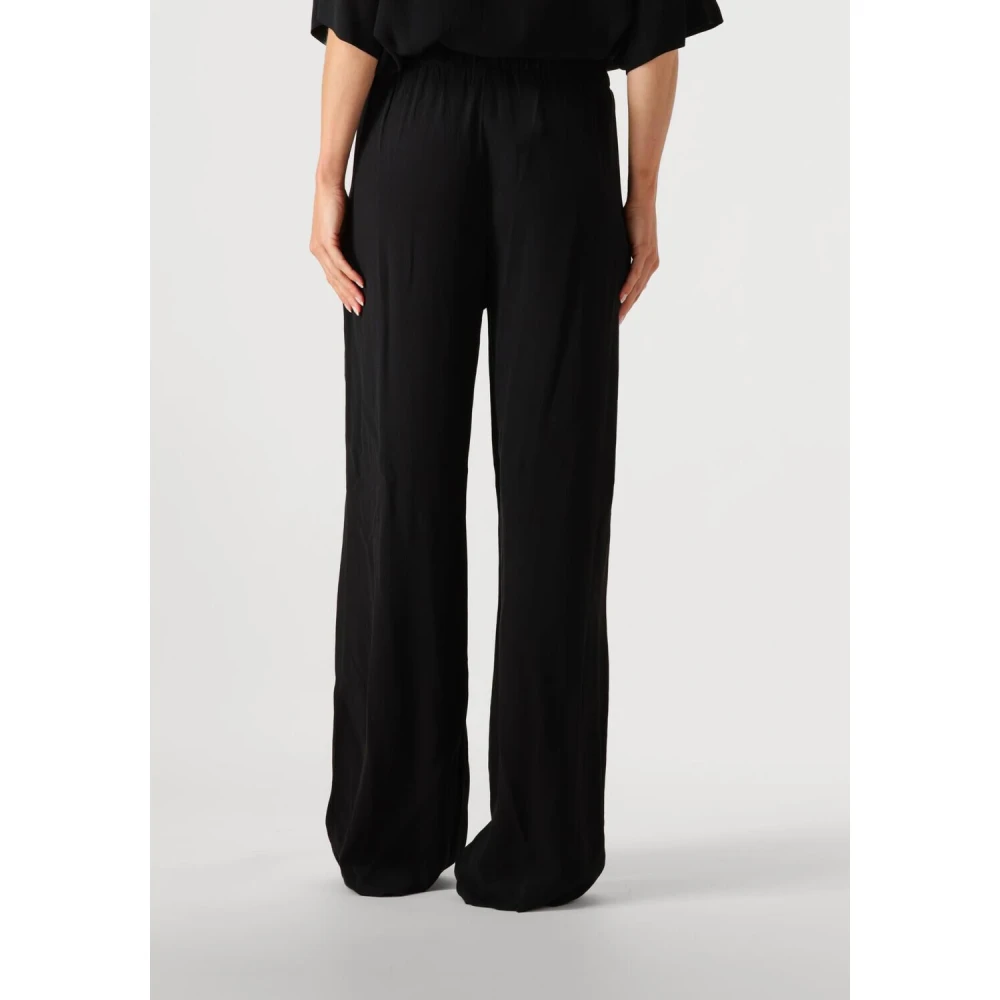 By-Bar Zwarte Wijde Viscose Broek Black Dames