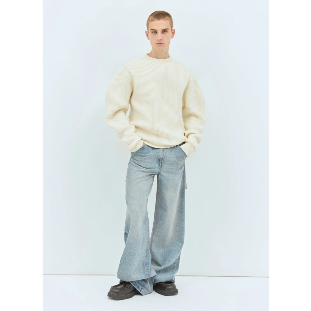 Jil Sander Wollen Crewneck Sweater Beige Heren