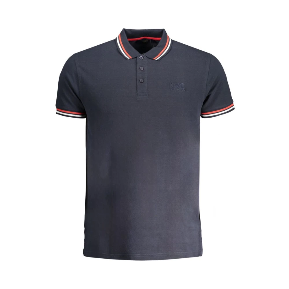 Cavalli Class Blauw Katoenen Poloshirt met Korte Mouwen Blue Heren