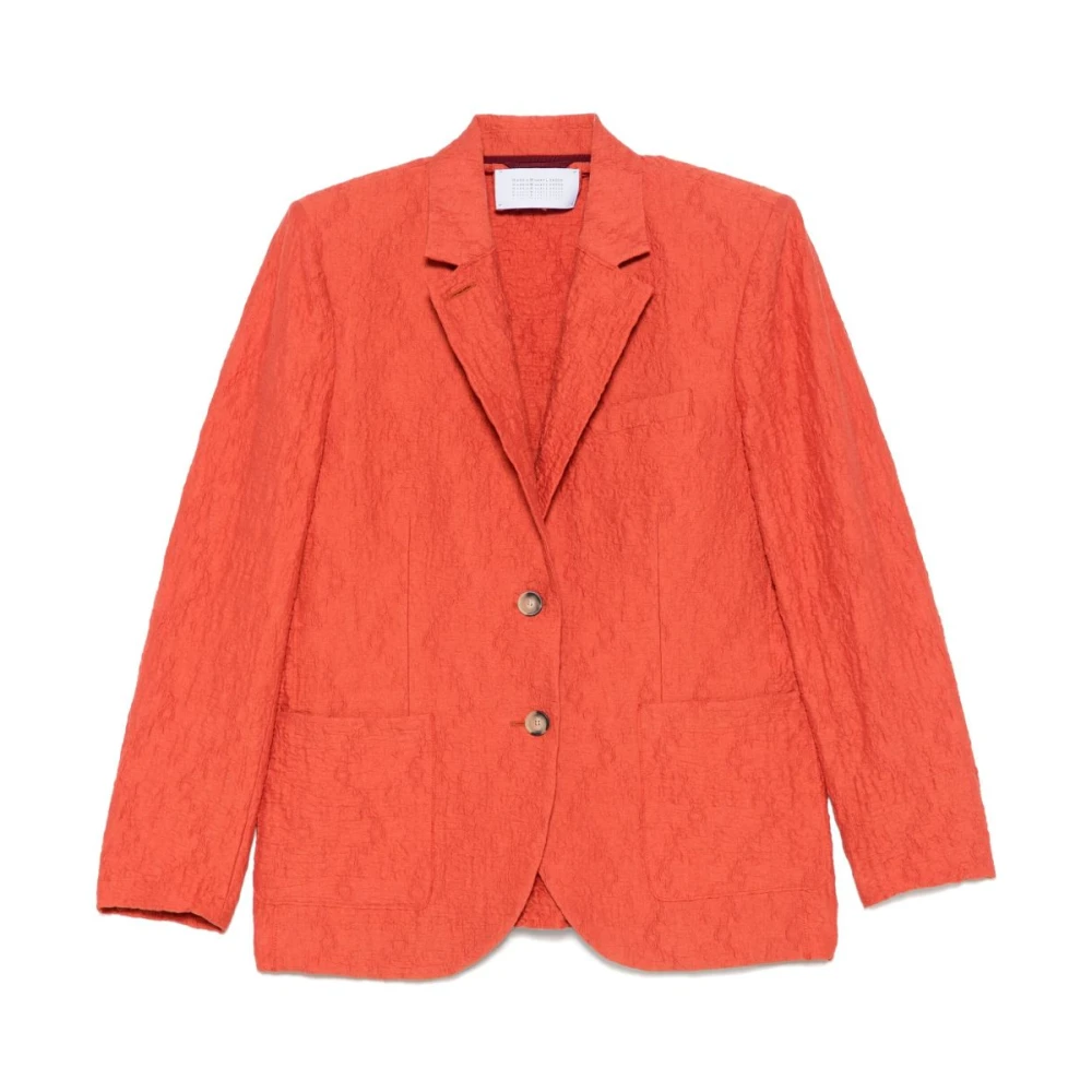 Harris Wharf London Women's Orange Blazers, M, Clay Button Jacket With Pockets