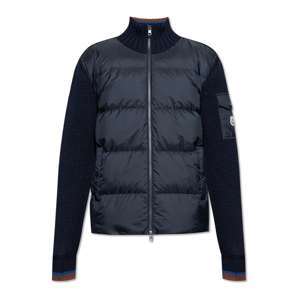 Moncler Cardigan met gewatteerde voorkant Blue Heren