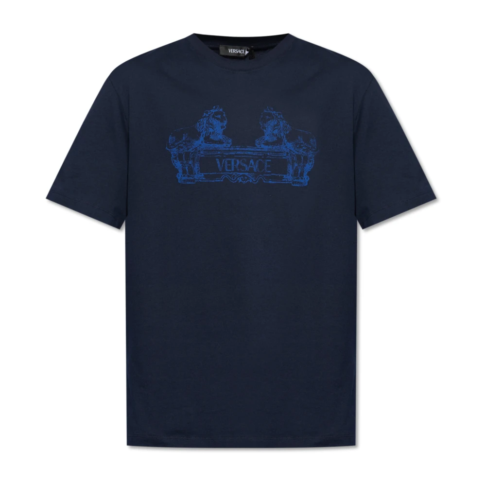 Versace Tryckt T-shirt Blue, Herr