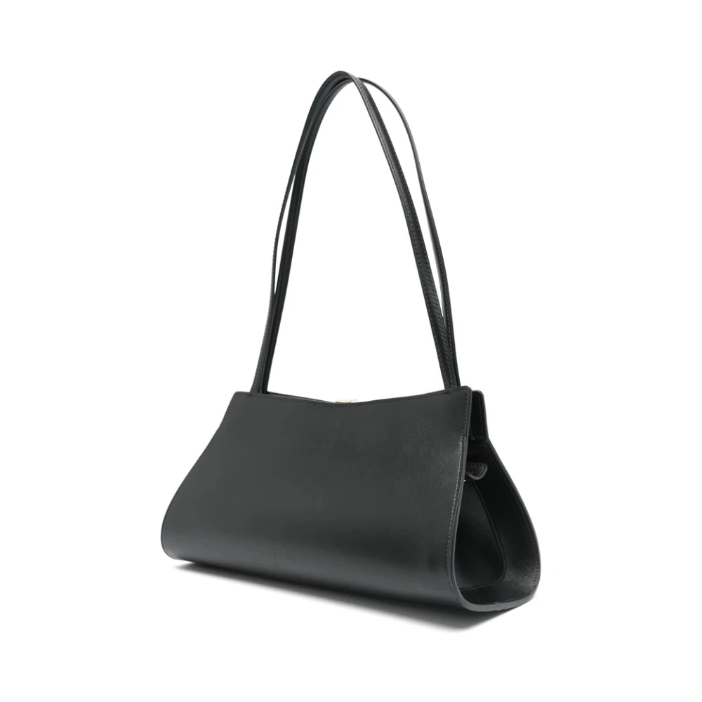 Loulou Studio Zwarte Schoudertas met Magnetische Sluiting Black Dames
