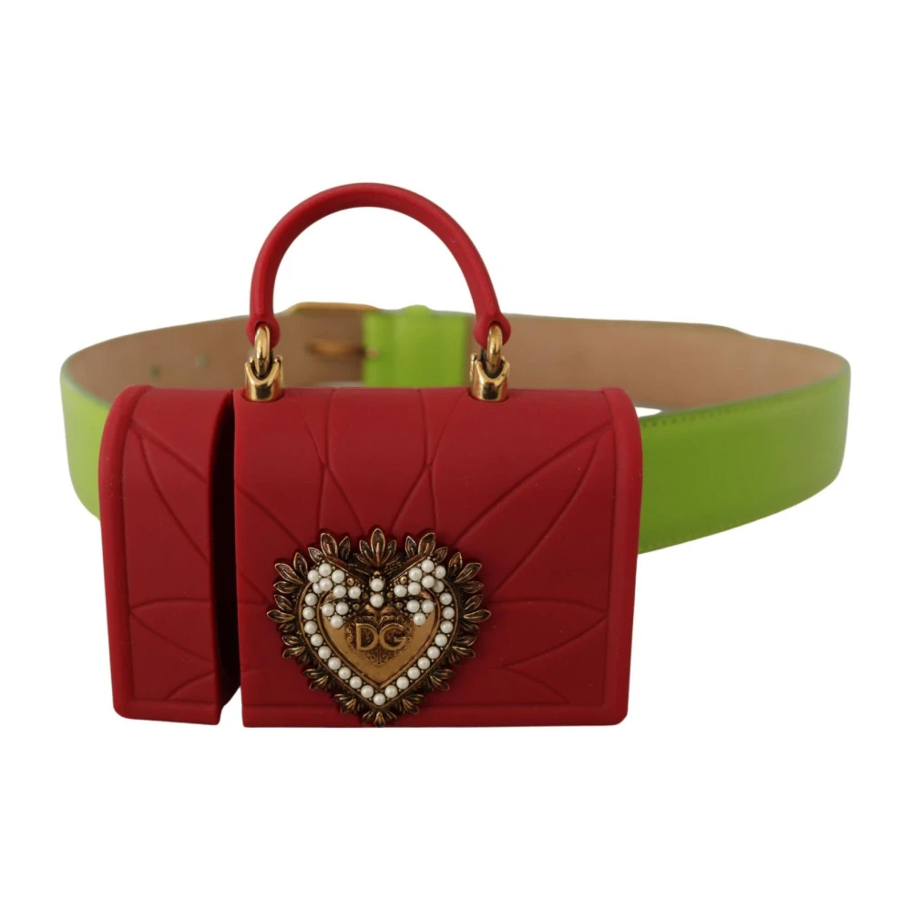 Dolce & Gabbana Gegraveerde Logo Leren Riem Green Dames