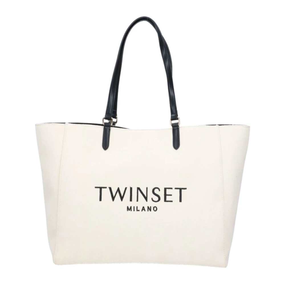 Twinset Women's Beige Stylish Cream Logo Fabric Bag - Shopping Bags - One Size - Bags