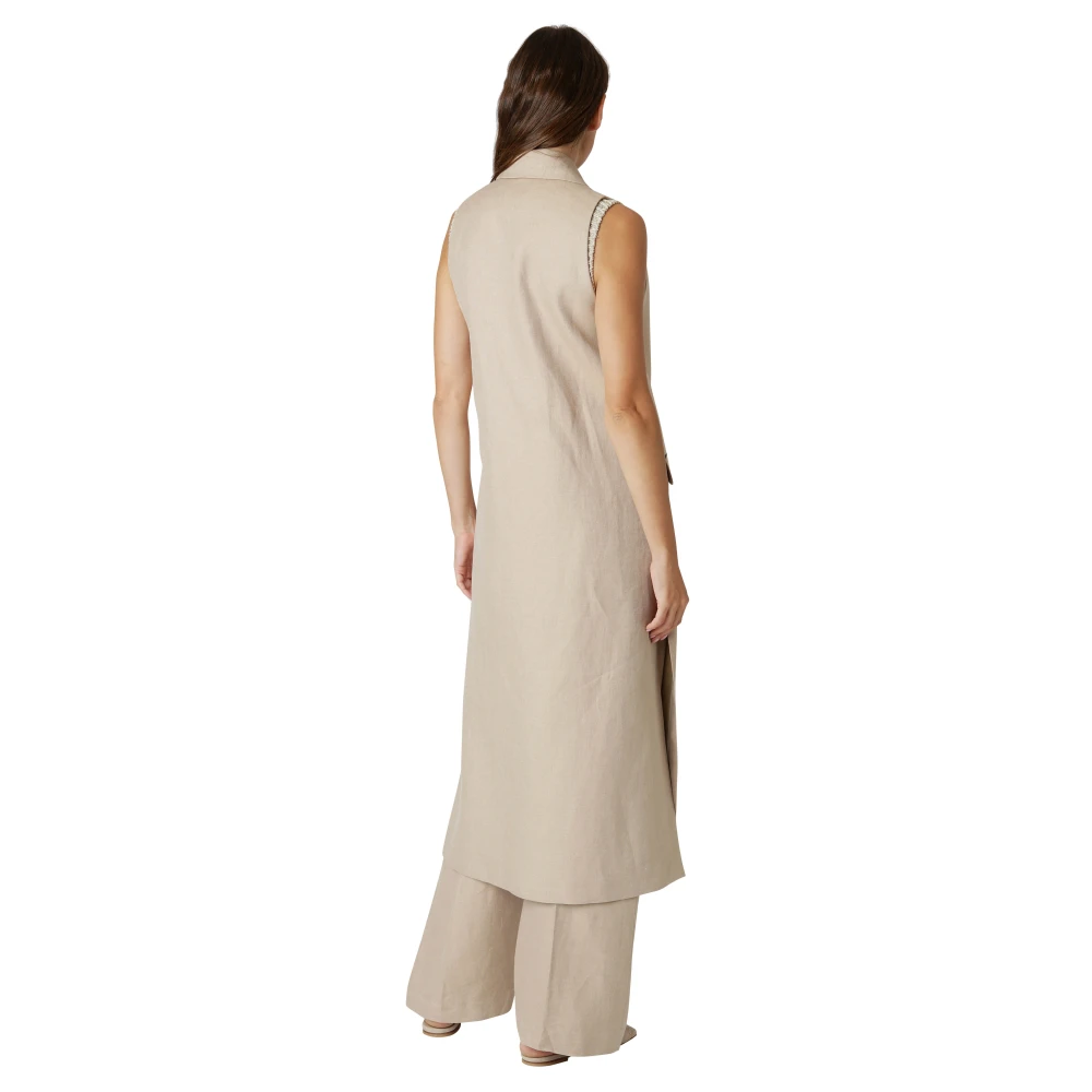 Eleventy Mouwloos Linnen Vest Beige Dames