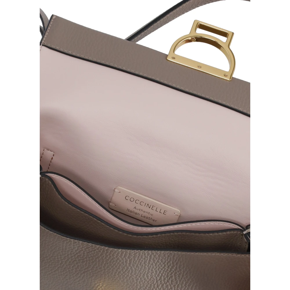 Coccinelle Beige Leren Handtas met Afneembaar Handvat Beige Dames