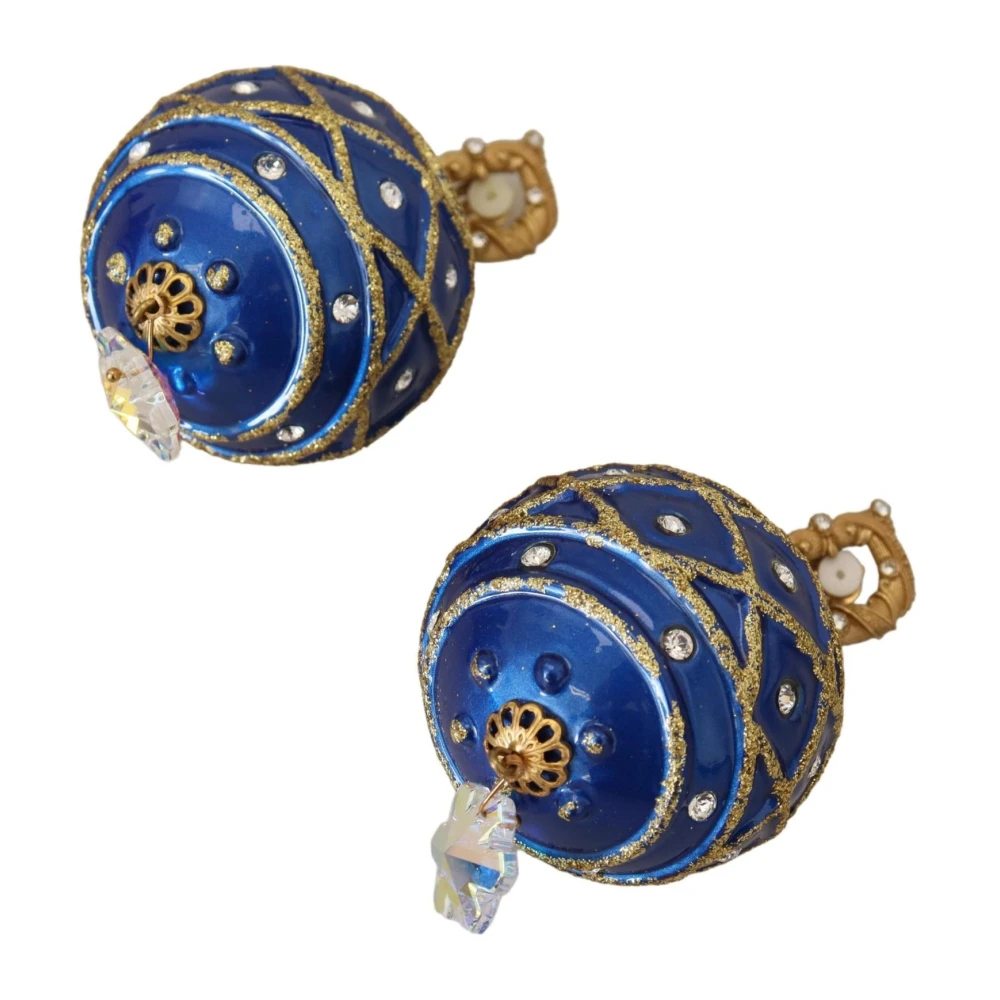 Dolce & Gabbana Blue Earrings, Female, One Size, Crystal Clip-On Christmas Ball Earrings