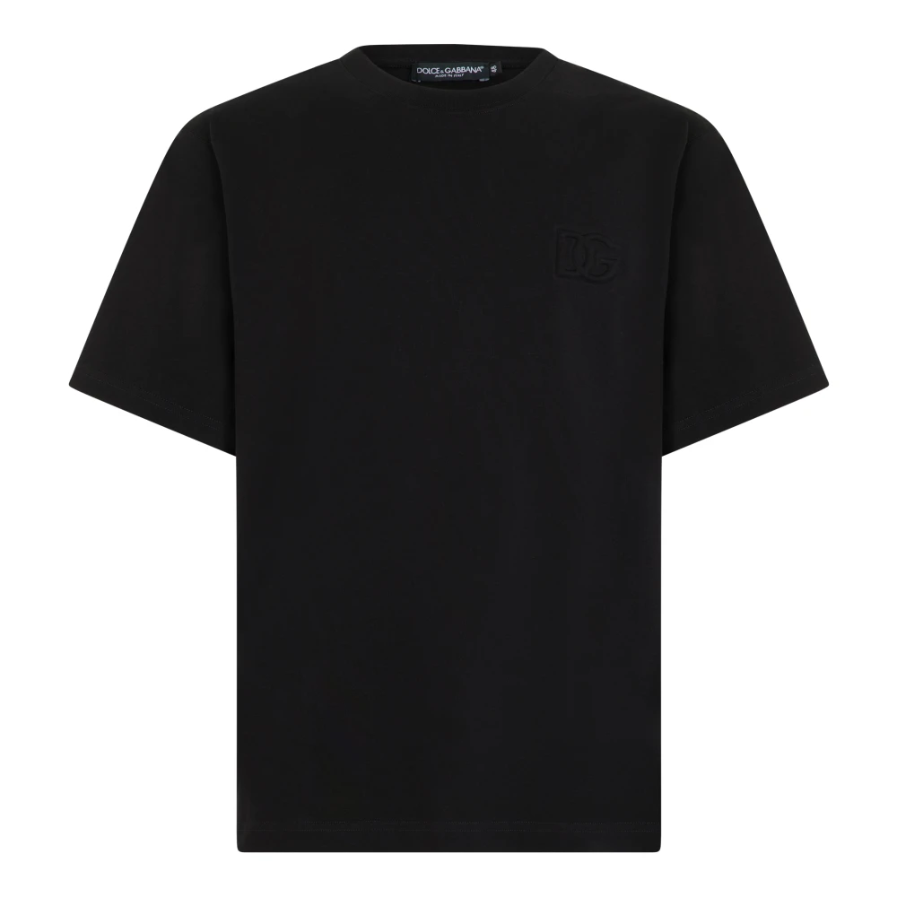 Dolce & Gabbana , T-Shirts, Male, Black, M, Logo Patch T-Shirt