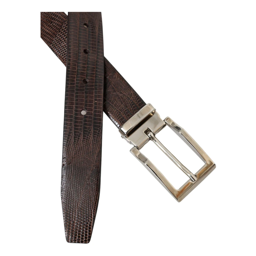 Dolce & Gabbana Zwarte Leren Riem Metalen Gesp Black Heren